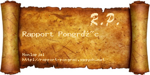 Rapport Pongrác névjegykártya